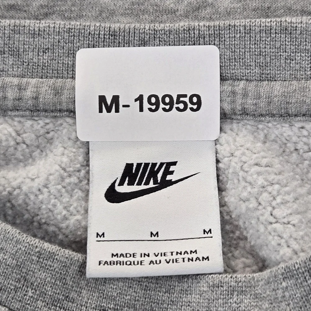 Nike Men Sweatshirt M Gray Fleece Logo Tiger Swoosh Long Sleeve READ